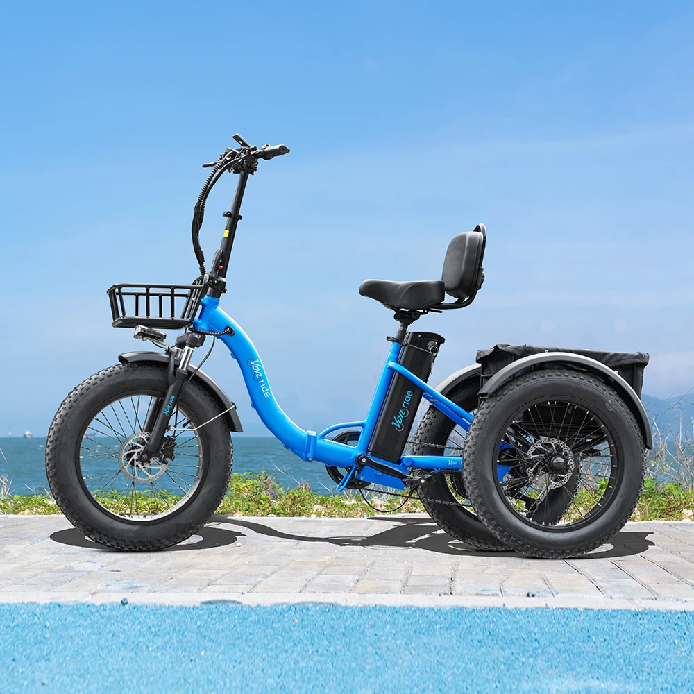 

Электрический трехколесный велосипед 20-дюймовый 500 Вт 48V15AH ETricycle Trike Масляный тормоз Электрический трехколесный велосипед Диапазон 40 км Электрический велосипед