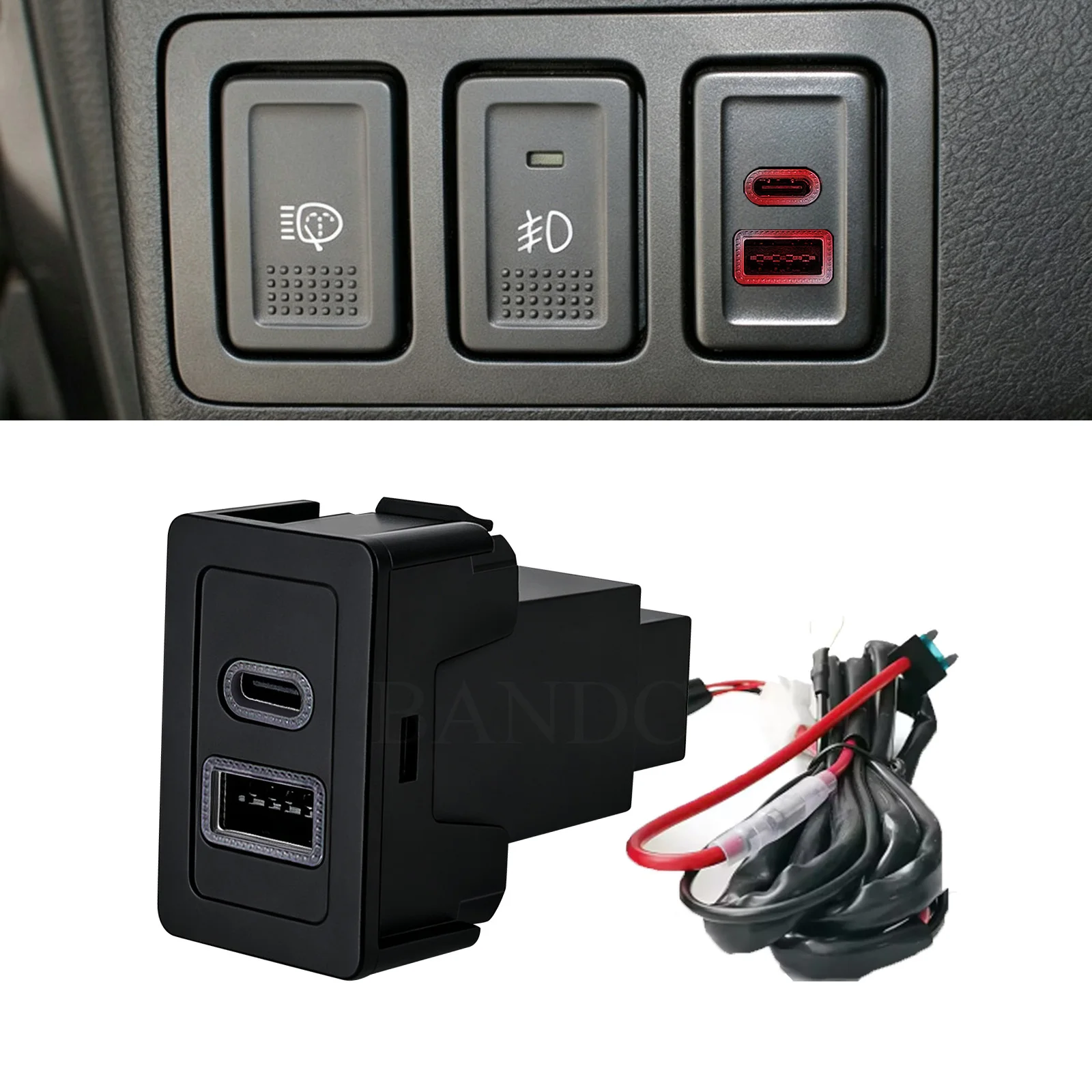 12V Car Dual Charger QC3.0 Type-C PD Phone Fast Charging Socket Adapter Socket For Suzuki SX4 Swift Grand Vitara 2006-2012