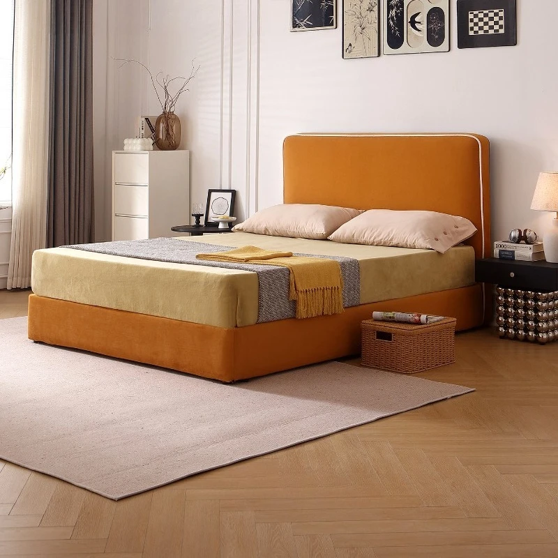 

Double Thin bedside Simple children's Orange storage bed New soft