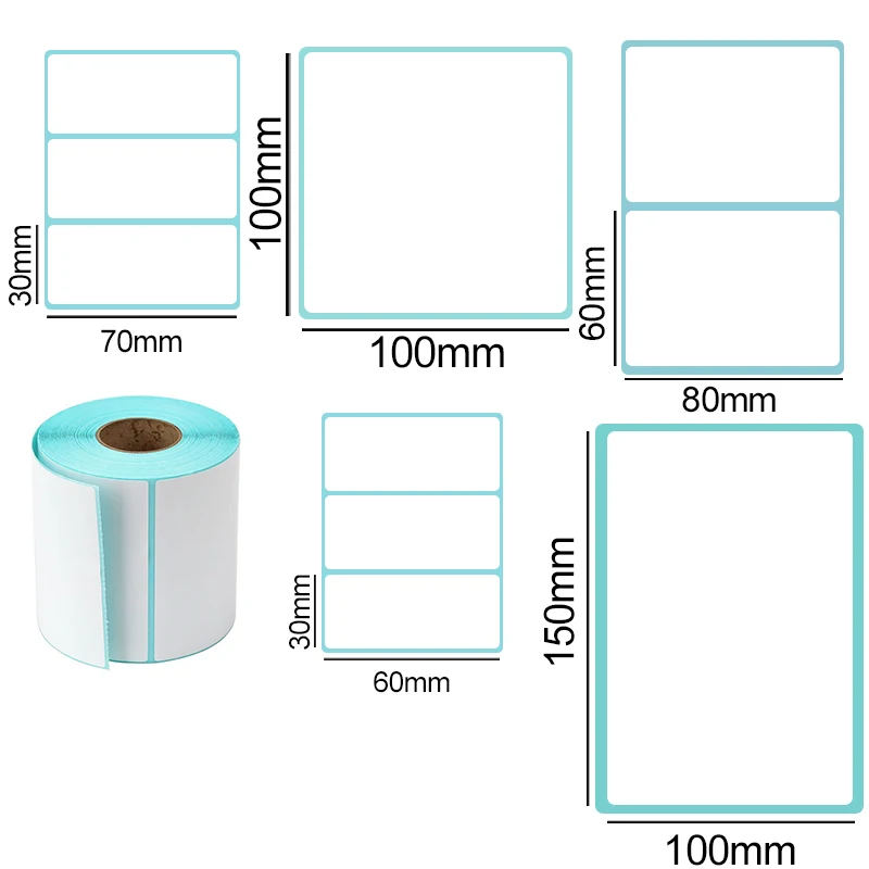 1 Rol/Pack Thermisch Papier Sticker Zelfklevende Rol Verpakt Lege Witte Tag Sticker Supermarkt Prijs Lege Barcode Etiketten ZYF
