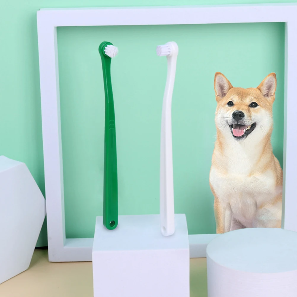 

4PCS Cat Small Head Soft Bristle for Dogs Cats Green White Portable Cat Toothbrush Portable Pet al Care Dental Tools