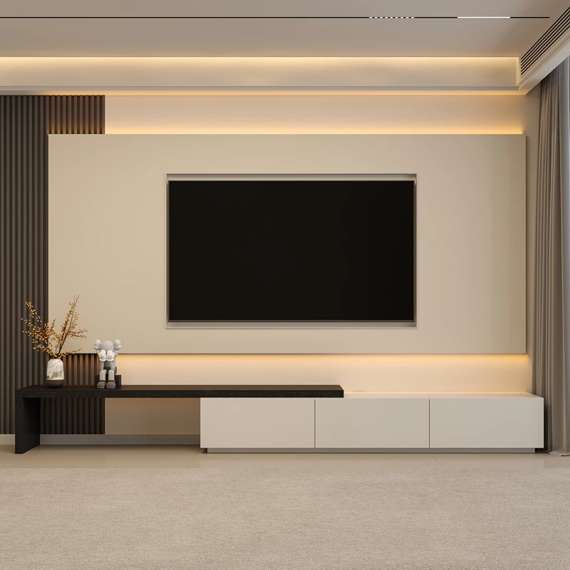 

Floating Wood TV Stand Modern Entertainment Center Electric Fireplace Console Furniture Storage Cabinet Meuble Tele Furniture