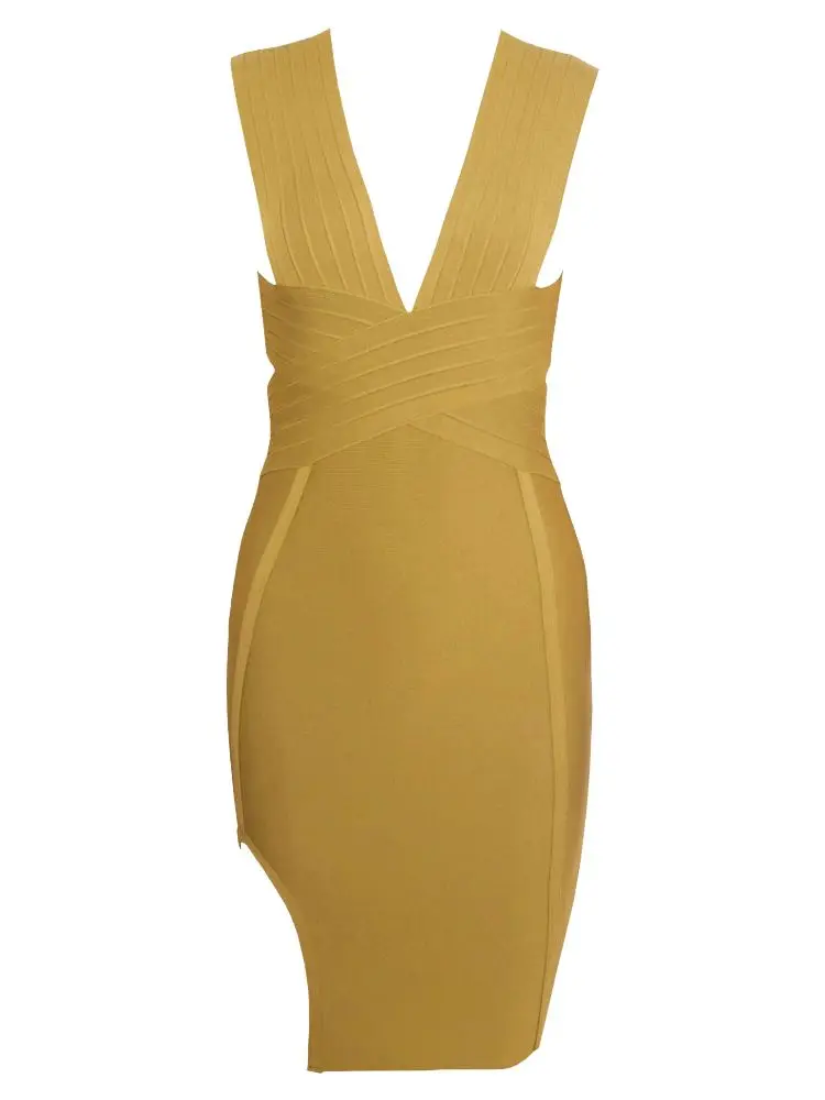 Vestido recortado calado para mujer, vestido Sexy con escote en V profundo sin mangas, ceñido al cuerpo para discoteca, vestido de fiesta blanco y verde con abertura lateral para celebridades