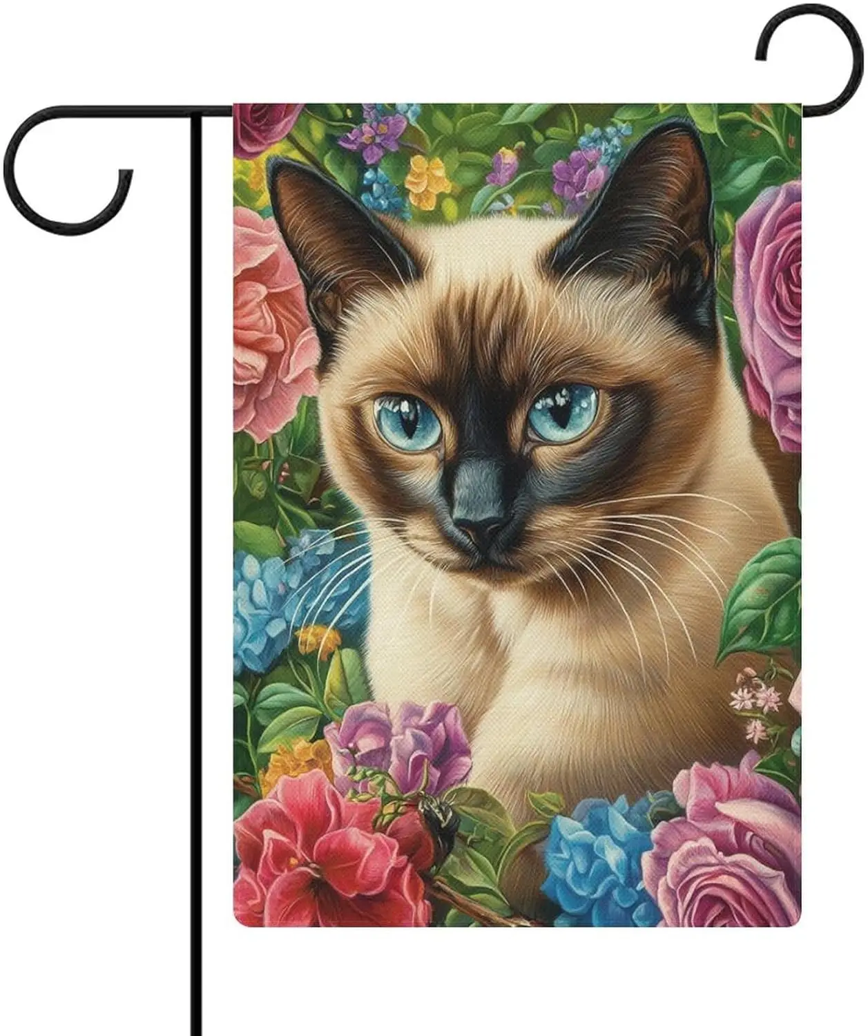 Siamese Cat Garden Flag House Yard Outside Holiday Garden Decor Burlap Double Sided 12x18 Inch LLO