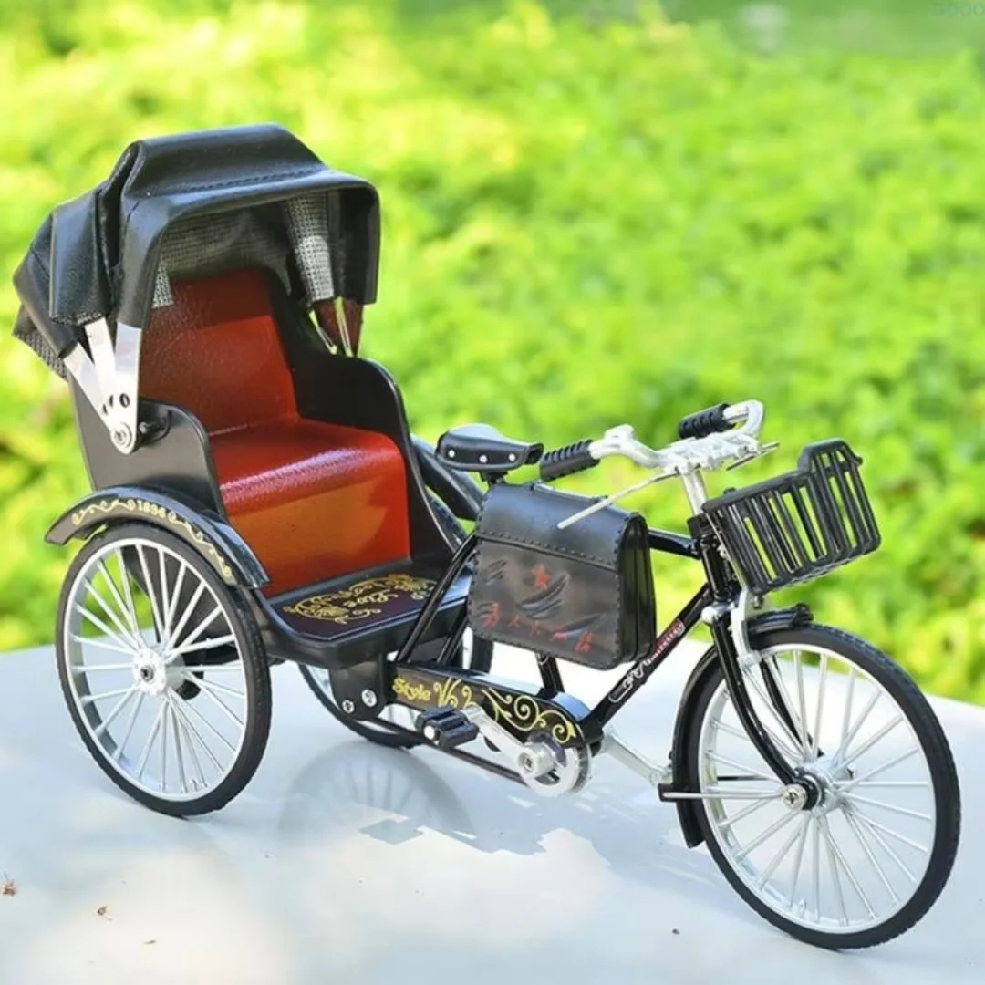 앤티크 자전거 올드 릭샤 모델 올드 레트로 전시품 수집품 테이블 장식 삼륜차 생일 서프라이즈 선물 어린이 장난감