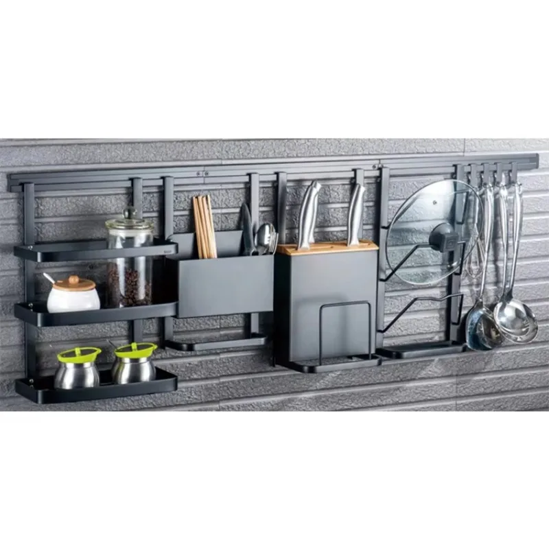 

Wall-Mounted Holders Racks Kitchen Hanging Cutlery Pot Cover Organizer Spice Rack Organizer Shelf Household Items for Kitchen