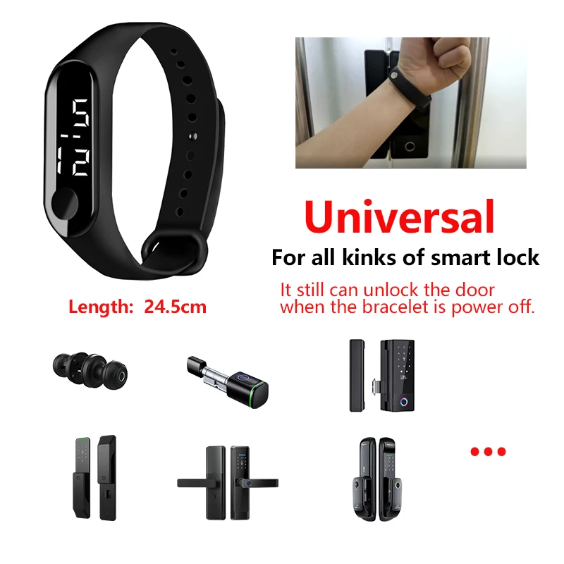 RAYKUBE M2 13.56mhz IC Card Waterproof Black Smart Wristbands Bracelets Smart Watch for Door Locks Small and Easy To Carry