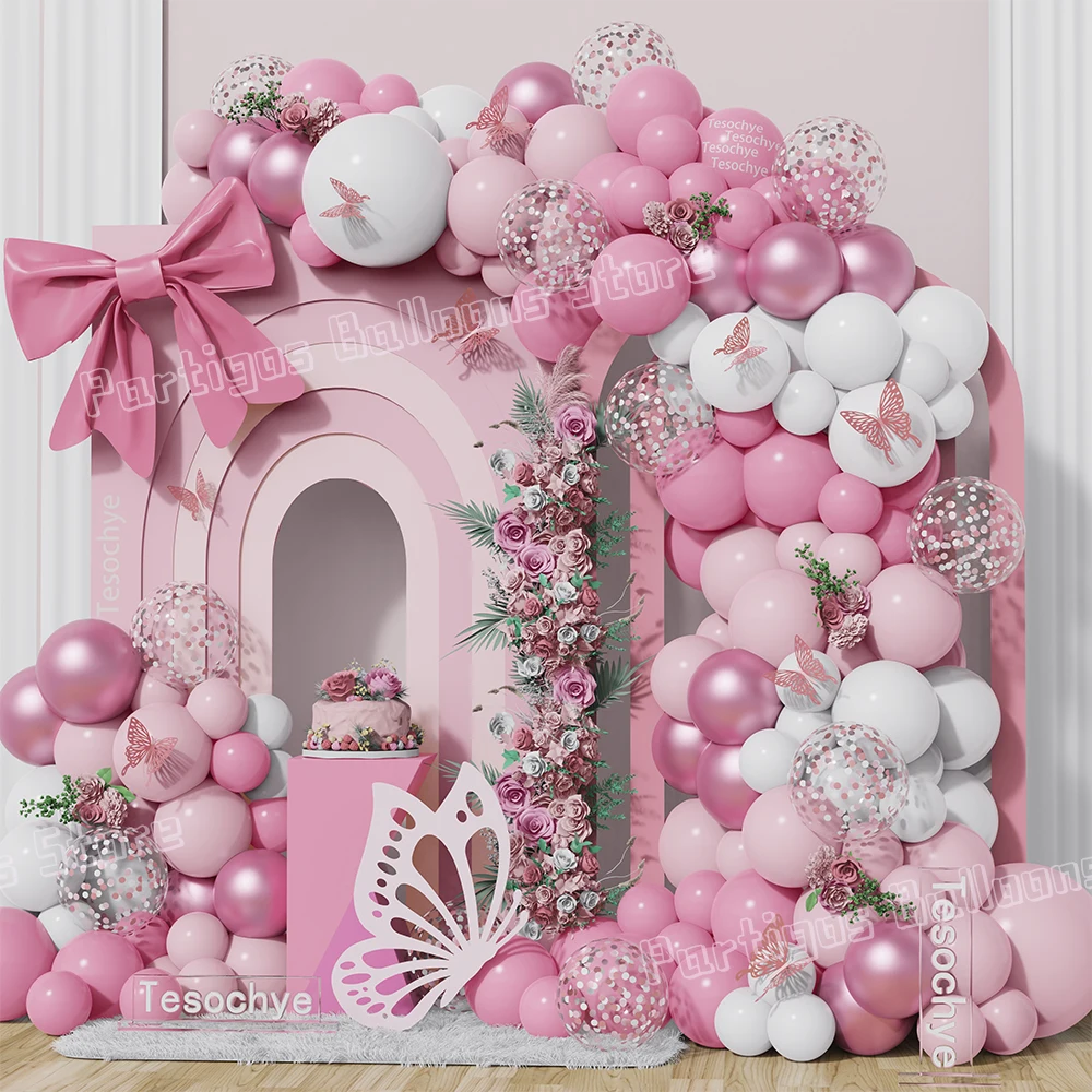 Conjunto de arco de corona de Globos, suministros de boda con temática de mariposa, revelación de género, Decoración de cumpleaños para Baby Shower