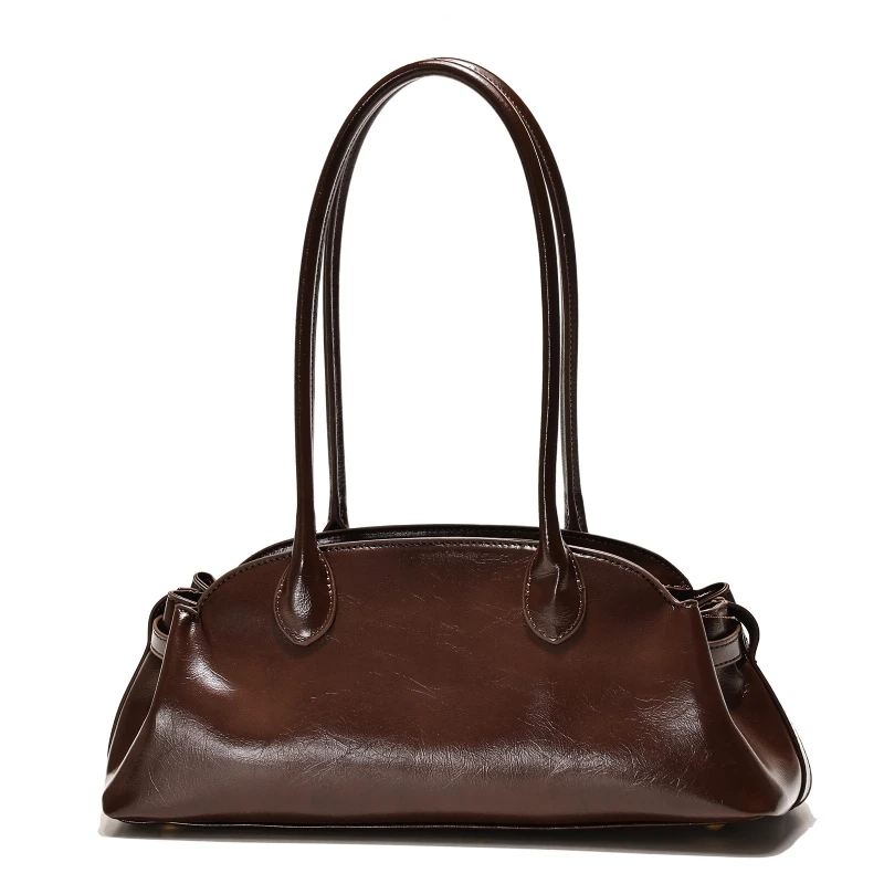 

Сумка на плечо из мягкой кожи в стиле ретро, большая вместительная женская винтажная сумка на молнии с длинной ручкой, подмышками, осень 2025 г.