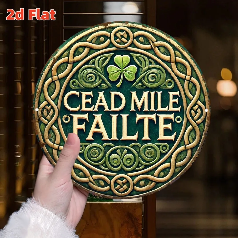 CIFBUY Vintage Irish Celtic Welcome Aluminum Wall Art Waterproof Durable Rustproof Metal Decor for Home Bar Living Room Office