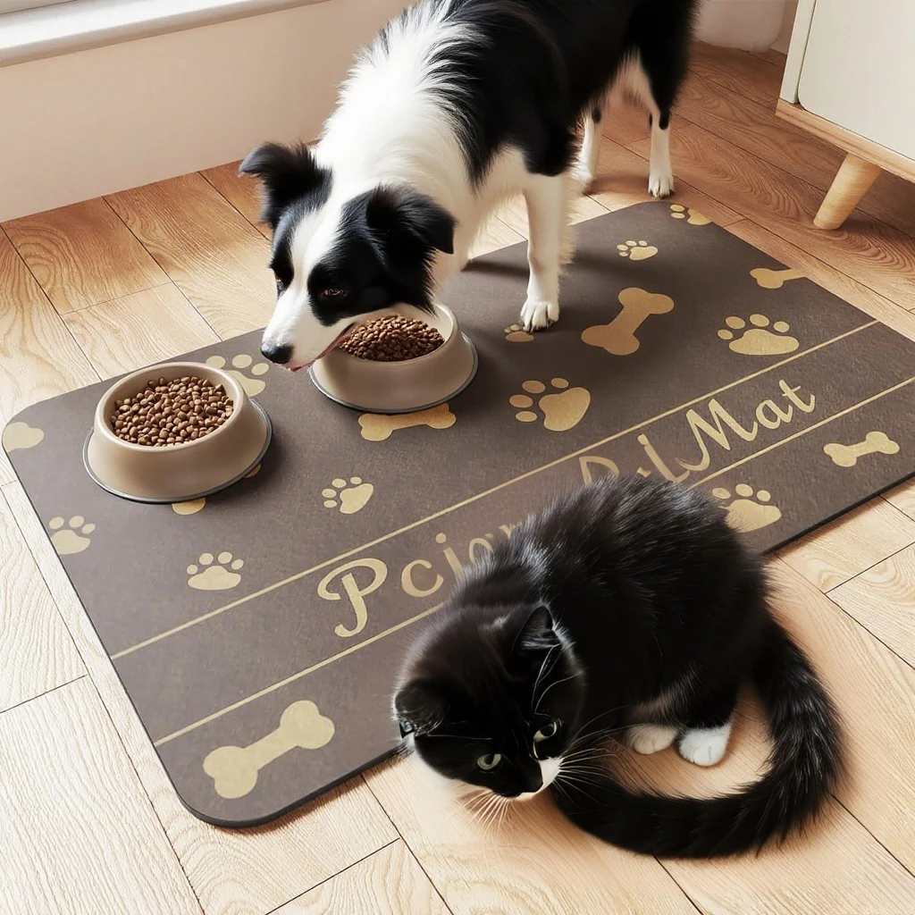 

Quick Dry Dog Water Dispenser Mat Non-slip Indoor Pet Dog Placemat Pet Feeding Mat Absorbent Mat for Food and Water Stain Free