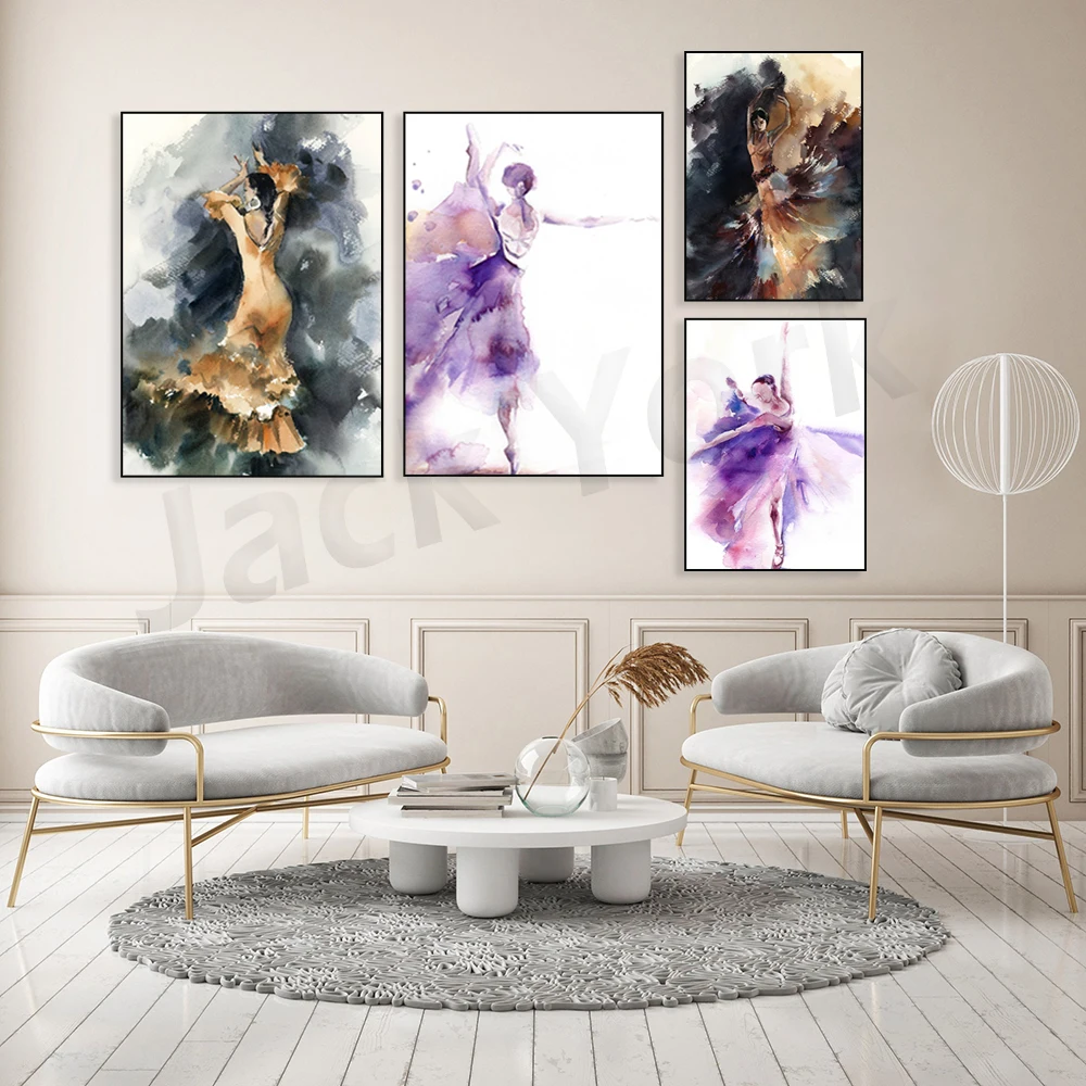 Dancing Woman Print, Flamenco Dancer Painting, Canvas Art Print, Watercolor Painting, Spanish Dance Print, Dancer Artwork