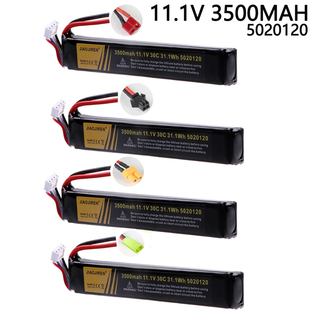 11.1V 3500mAh Water Gun 5020120 upgrade LiPo Battery For Airsoft BB Air Pistol Electric Toys Gun Parts T/Small Tamiya Plug 130mm