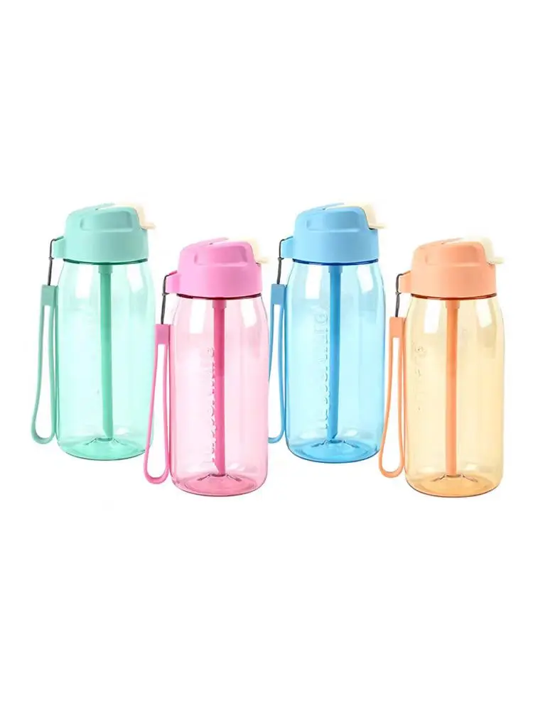 Imagem -03 - Tupperware Garrafa de Água Estreita 550ml Portátil Bonito Garrafas de Água Copo de Palha Jarro Bebendo à Prova de Vazamento para Crianças Escola Acampamento