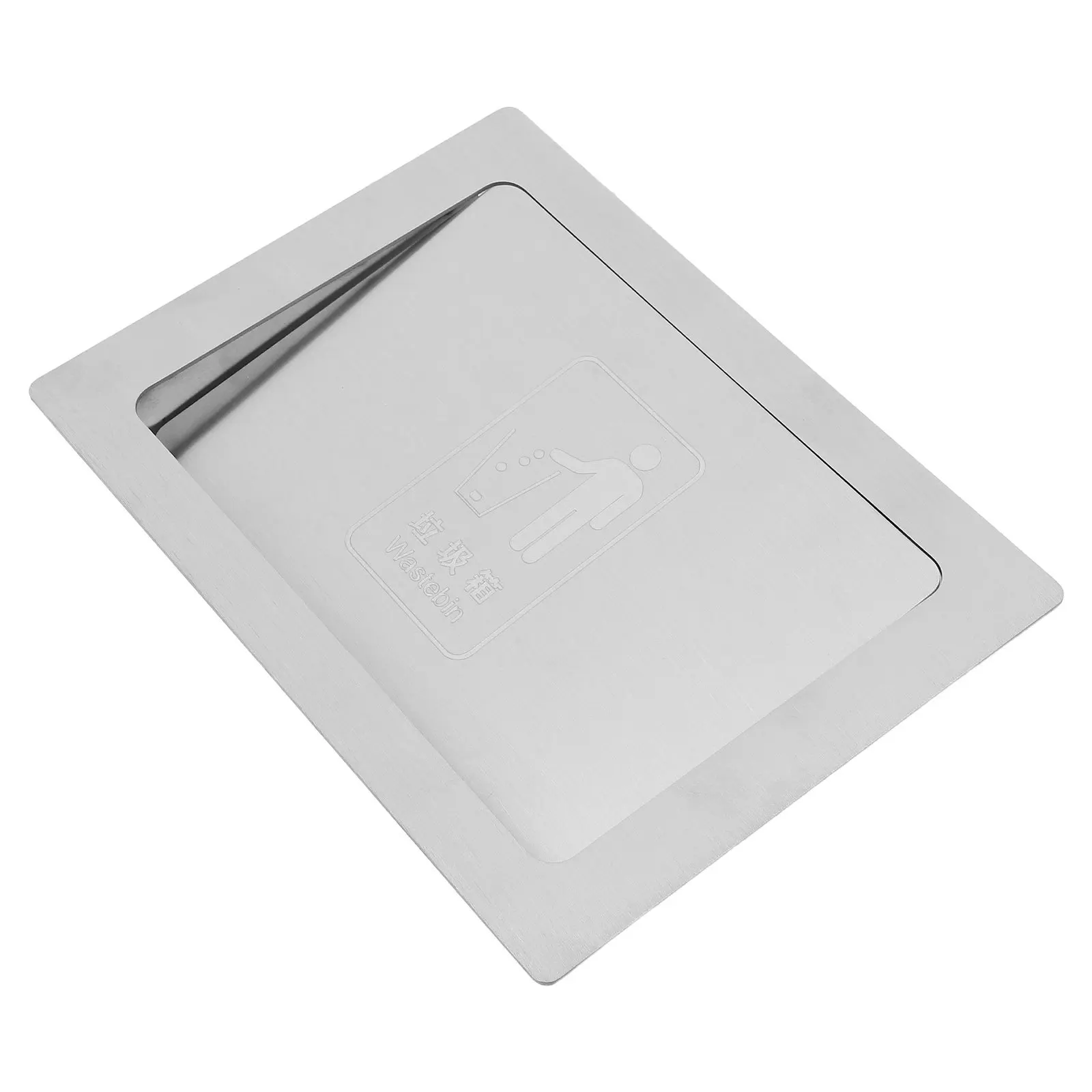 

Stainless Steel Recessed Trash Can Lid Rectangular Side Mount Push Cover Built-in Kitchen Milk Tea Shop Trash Chute Door