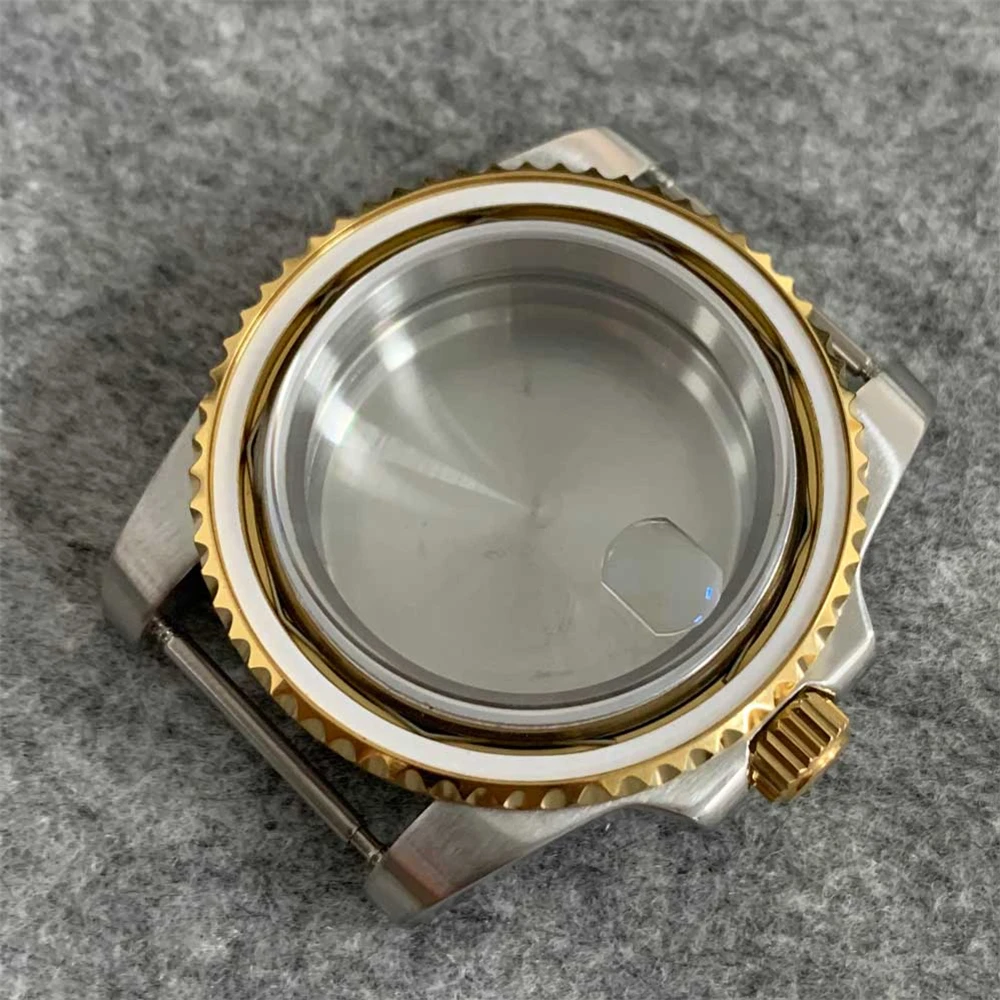NH35 Case No Bezels 40mm Gold/Rose Stainless Steel Sapphire Glass Watch Case for NH35 NH36 Movement Watch Shell Fits 28.5mm Dial