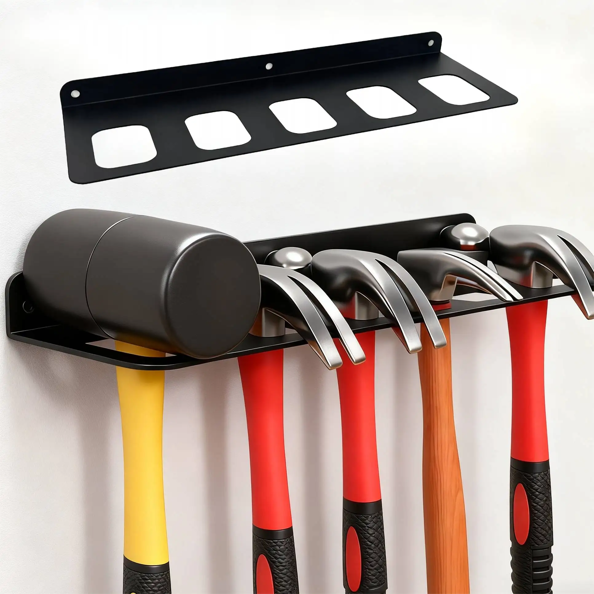 Wall-Mounted Hammer Rack, Heavy-Duty Metal Tool Holder, High Weight Capacity Tool Hooks for Garage, Workshop, Home Studio