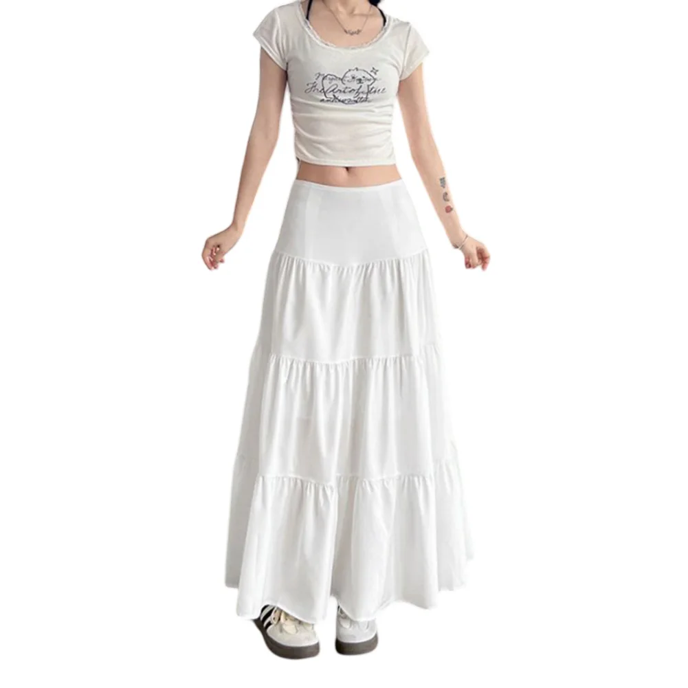 Womens New Style White Skirt High Waist Slimming Fashion Versatile Long Skirt