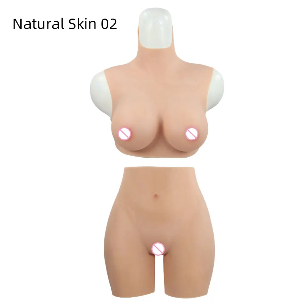 Customizable Cosplay Chest Silicone Breast Forms Huge Fake Boobs and Fake Vaginal Pants Set Sexy Buttocks 1.2cm Hip Enhancer