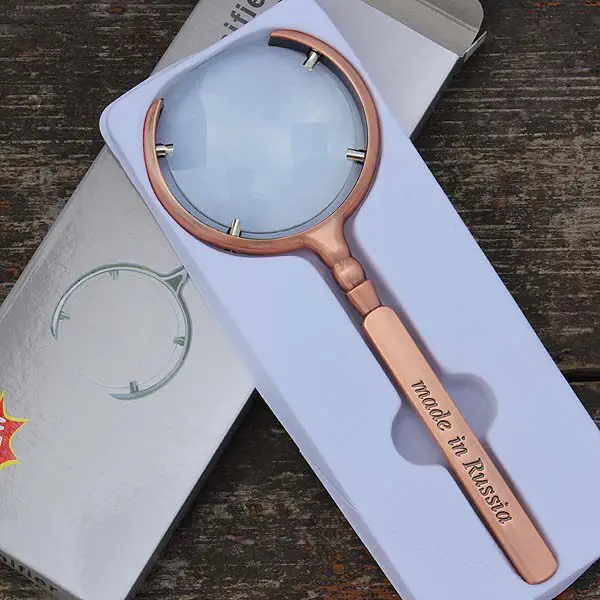 Creative Handheld Russian Soviet High Definition 6 Times Magnifying Glass Metal Antique Optical Elderly Reading Newspaper Gifts