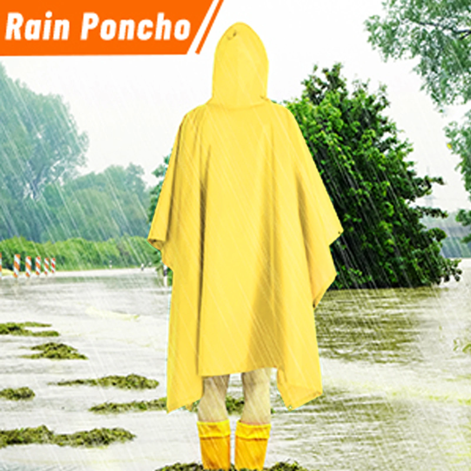 Multifunktionaler Regenmantel mit Kapuze, Regenponcho, regenfester, multifunktionaler Regenmantel mit Baldachin für Wandern, Camping, Outdoor-Aktivitäten