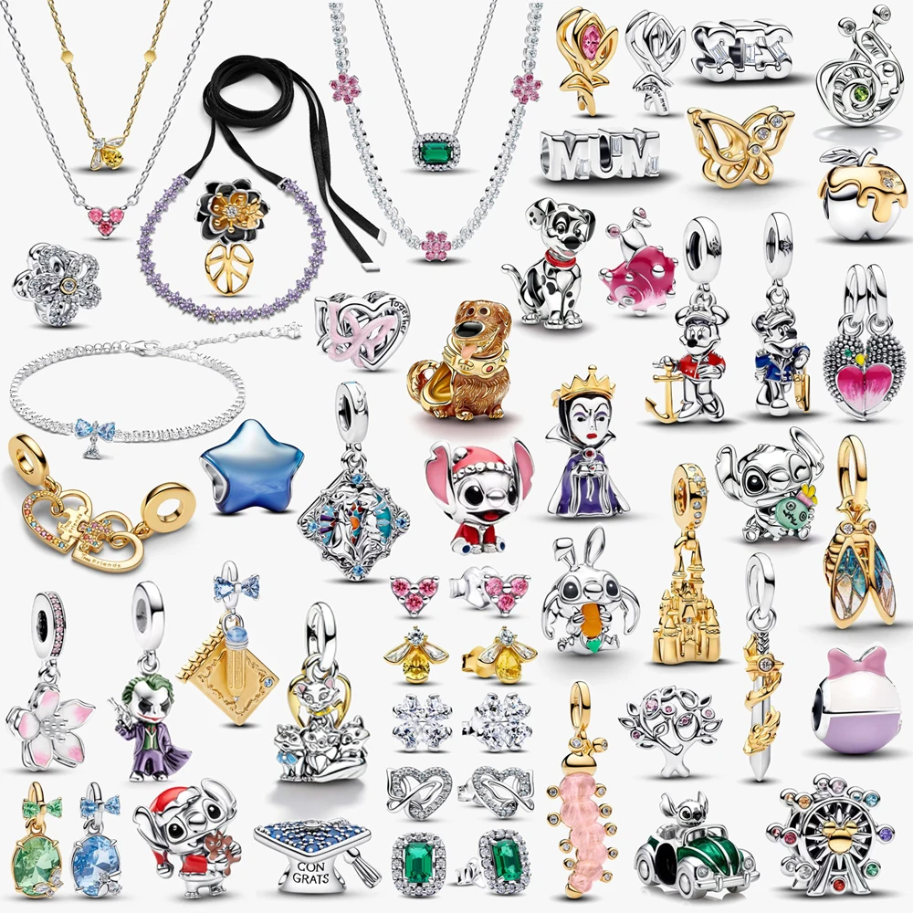 

2026 New 925 Silver Love Heart Apple Snail Rabbit Beads Double Color Dance Card Caterpillar Pendant Exquisite DIY Charm Jewelry