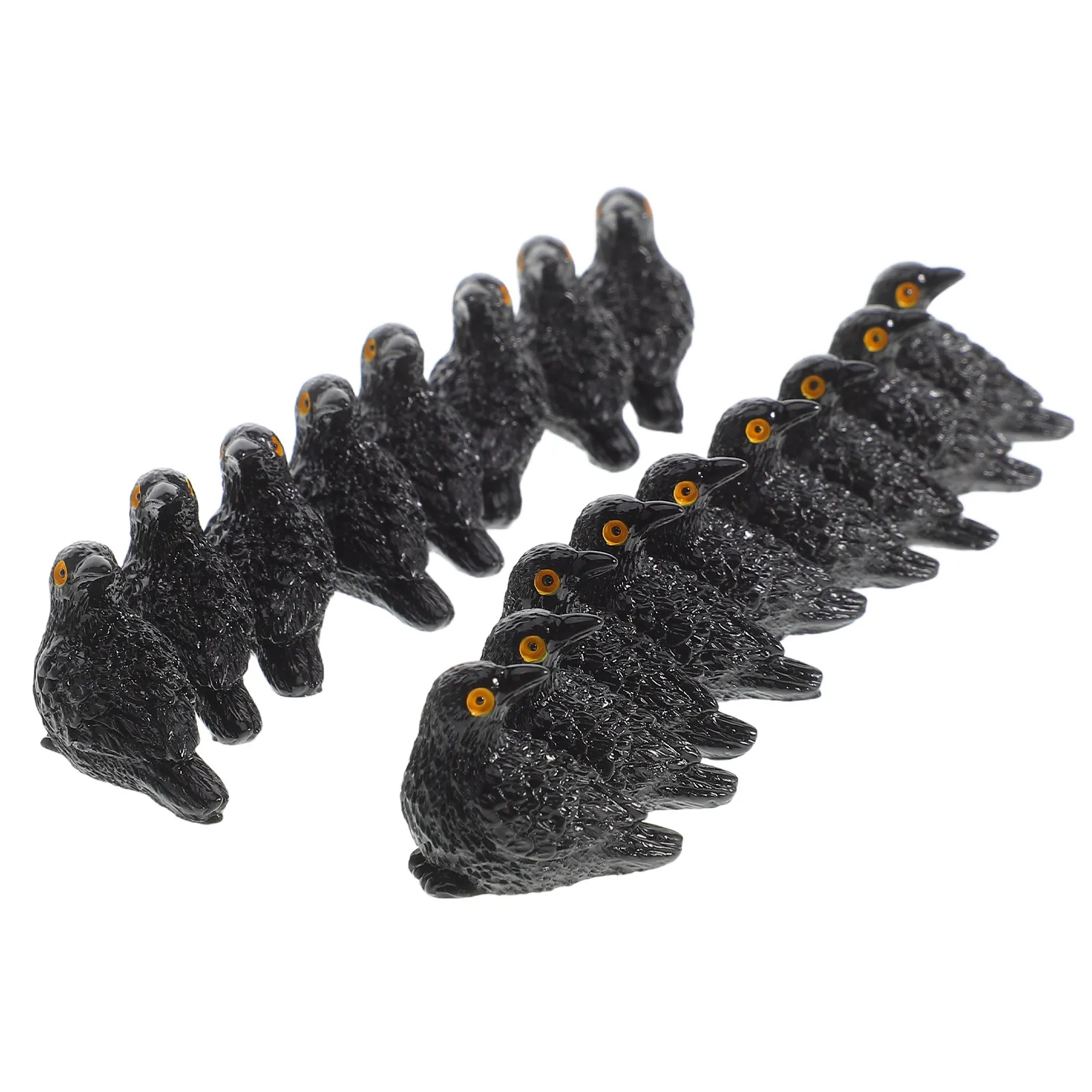 30Pcs Black Halloween Resin Crow Decorations Gothic Mini Raven Statues Halloween Party Decor Tabletop Small Crow Accent