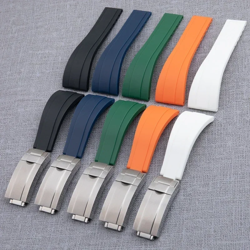 Cinturino in gomma morbida da 20 mm per cinturino Rolex GMT OYSTERFLEX Daytona Submariner GMT Yacht-Master fibbia pieghevole