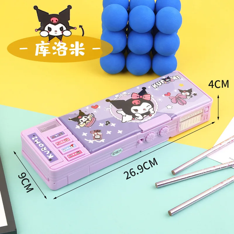 Nuova scatola di cancelleria Sanrio Kuromi Hello Kt scatola di cancelleria multifunzionale meccanismo automatico scatola di matite per bambini regalo di apertura