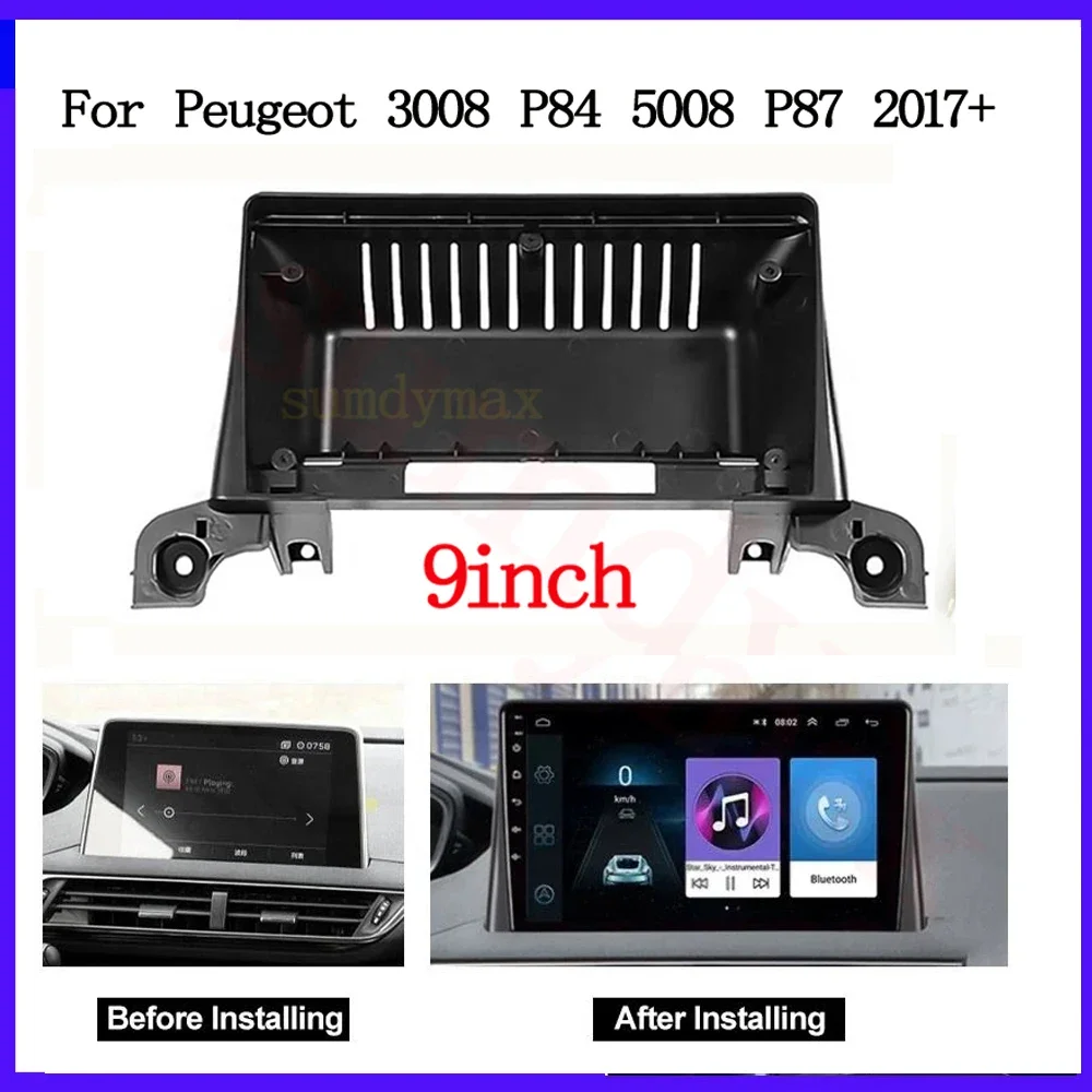 

2 Din 9 Inch Car Radio Fascia Panel Frame for Peugeot 4008 3008 P84 5008 P87 Dashboard ABS+PC Plastic Installation Trim Kit