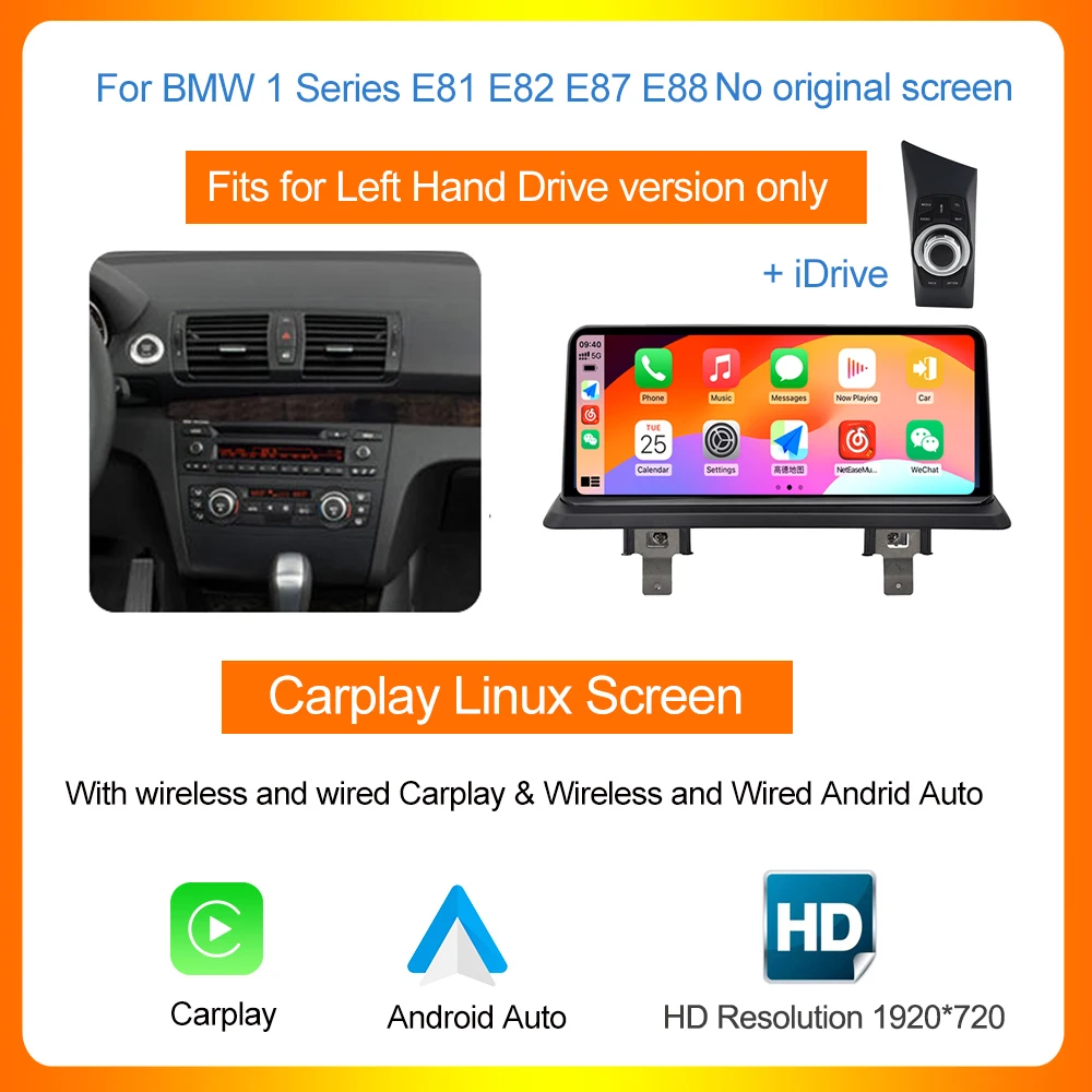 Autotop Linux Auto Multimedia Stereo Voor Bmw 1 Serie E87 E81 E82 E88 2009-2012 Carplay Android Auto 1920*720 Touchscreen Bt