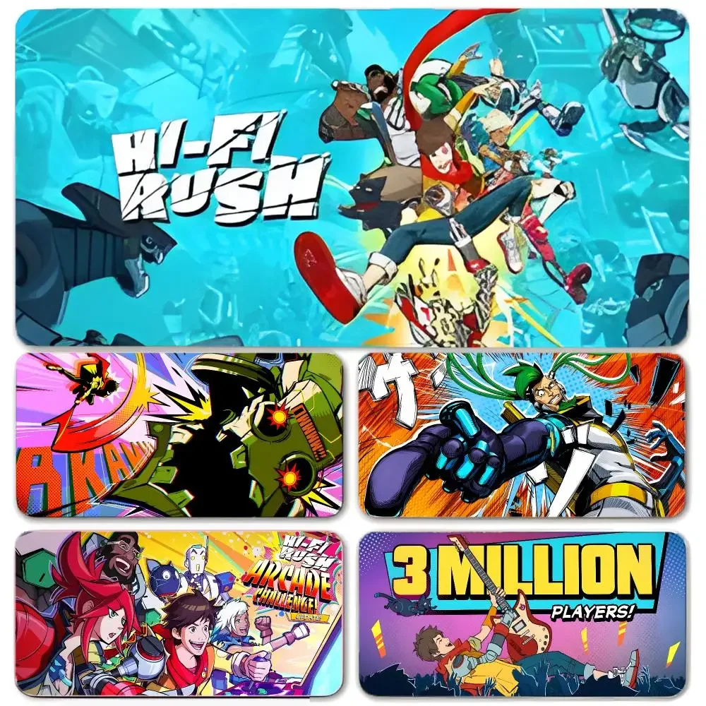 Game Action Hi-Fi Rush Mouse Pad Large Gaming Mousepad with Thick Stitched Edge Non-Slip Desk Mat