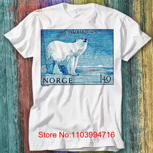 1975 Norway Svalbard Polar Bear Postage Stamp T Shirt Top Tee 551