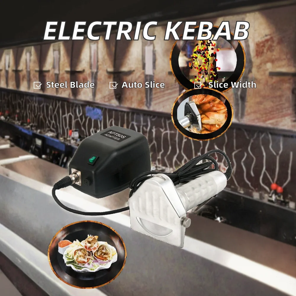 New Stainless Steel Electric Automatic Doner Cutter Turkey Shawarma Kebab Slicer Machine KS80S Adjustable Thickness Portable
