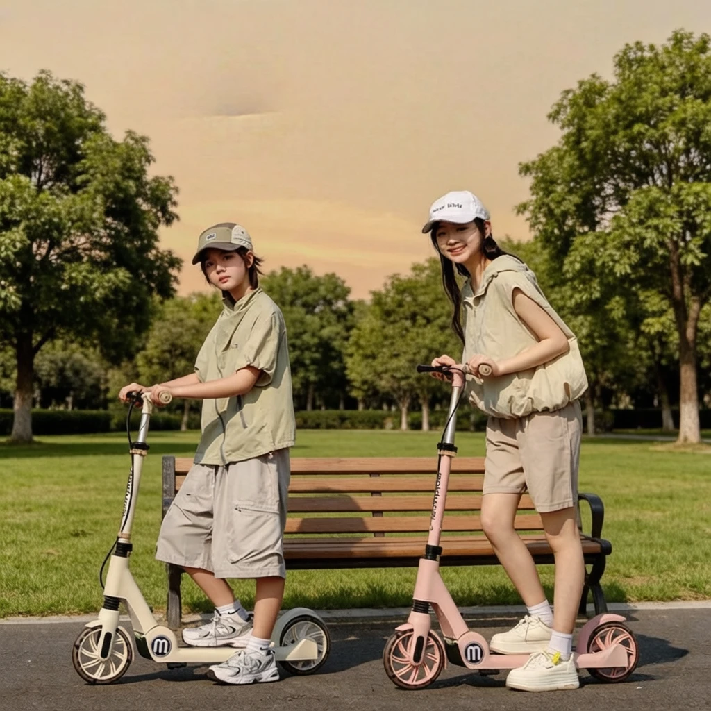 2-Wheel Foldable Scooter for Ages 12+, Teens Adults College Students, Strong Capacity, Wear-Resistant Shock-Absorbing Commuting