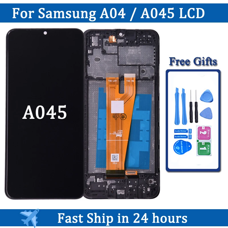 

ЖК-дисплей 6,5 дюйма для Samsung A04 A045F A045, ЖК-дисплей с сенсорным экраном и дигитайзером для Samsung A04, дисплей с рамкой