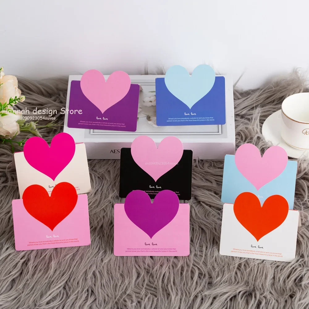 10pc/bag Mixed Color LOVE Heart Shape Greeting Card Valentines Day Gift Wedding Invitations Card Romantic Message Thank You Card