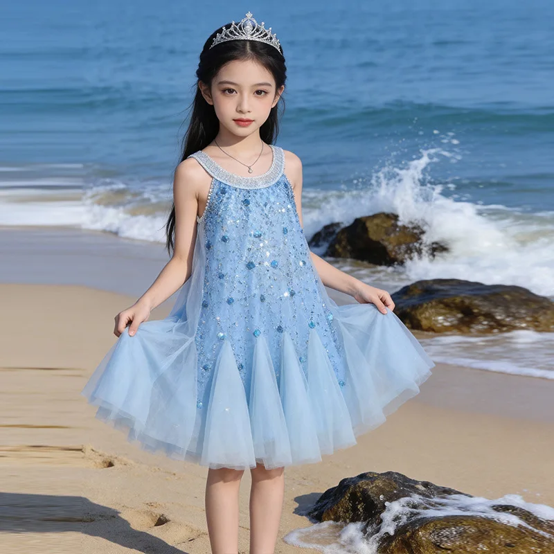 

Girls' Summer Dress2026New stylish and sweet baby thin mesh princess dress for children, summer dress