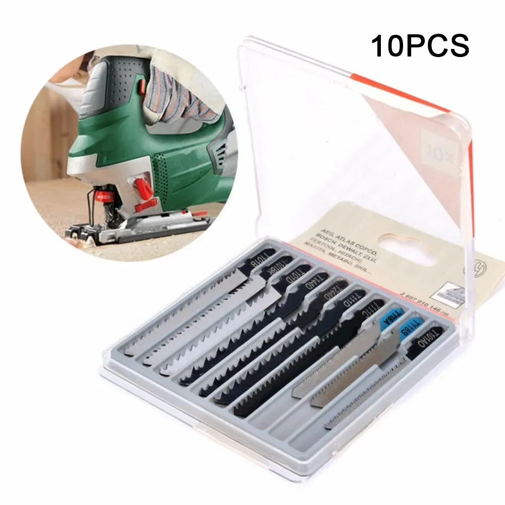 10 pçs/set Jigsaw lâminas madeira Metal corte folha lâmina de serra cortador T101B/T101BR/T101D/T144D/T244D/T111D/T118A/T118B