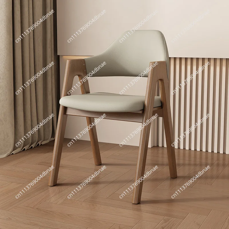 Nordic Style Dining Chair, Solid Wood Armchair with Wide Seat & Backrest, Durable Modern Coffee Shop Chair in Multiple Colors