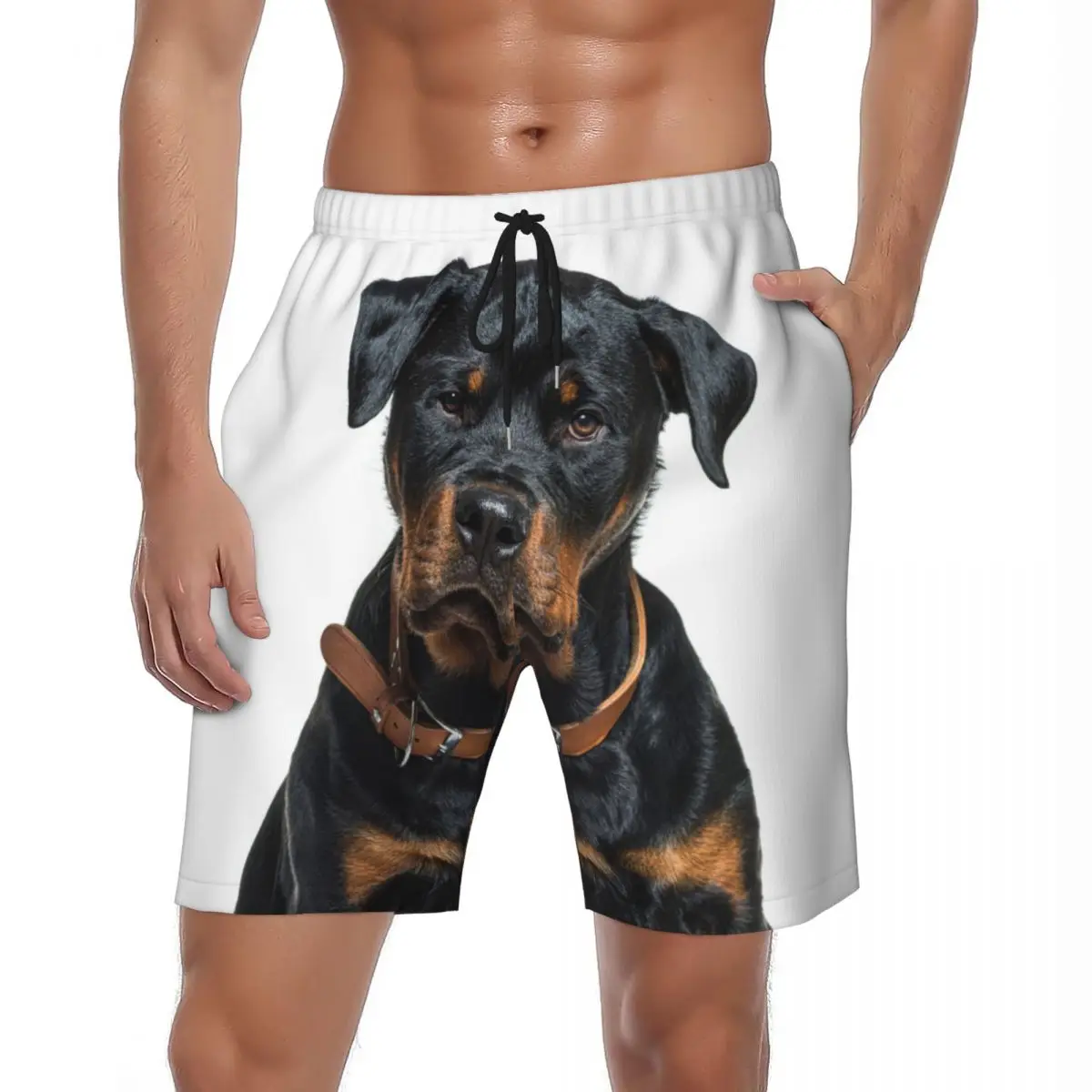 

Шорты для собак ротвейлера, летние черные пляжные шорты в стиле ретро Y2K, мужские спортивные быстросохнущие пляжные плавки с графическим рисунком для фитнеса