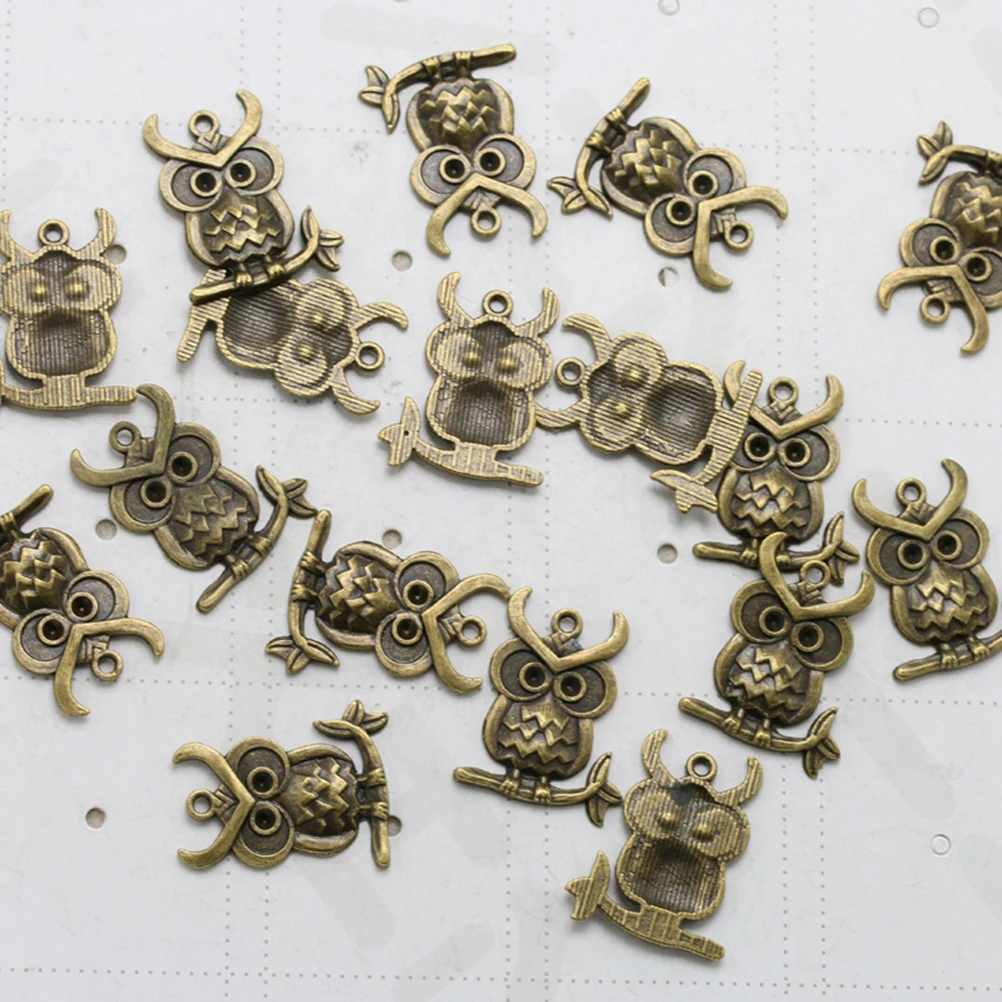 

20 Pcs Owl Necklace Jewelry Accessories DIY Pendant Charms Making Pendants Alloy