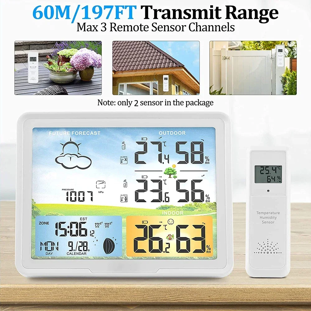 Weather Station Wireless Digital Indoor Outdoor Forecast With 2 Sensors Hygrometer Humidity Temperature Home Weather Monitor