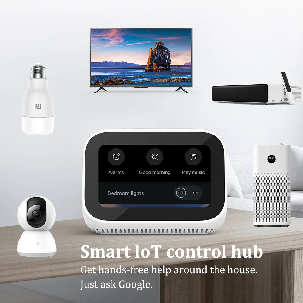 Xiaomi Mi Smart jam AI versi Global, pengeras suara layar sentuh Bluetooth 5.0 jam Alarm koneksi WiFi Ok Google Control