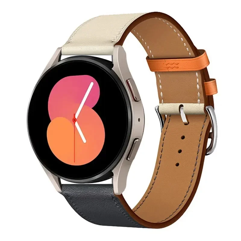 20mm 22mm Leather Band For Samsung Galaxy watch 4/5/6 classic/5 Pro/active 2/Gear s3 Bracelet correa Huawei GT-2-2e-3-4 strap