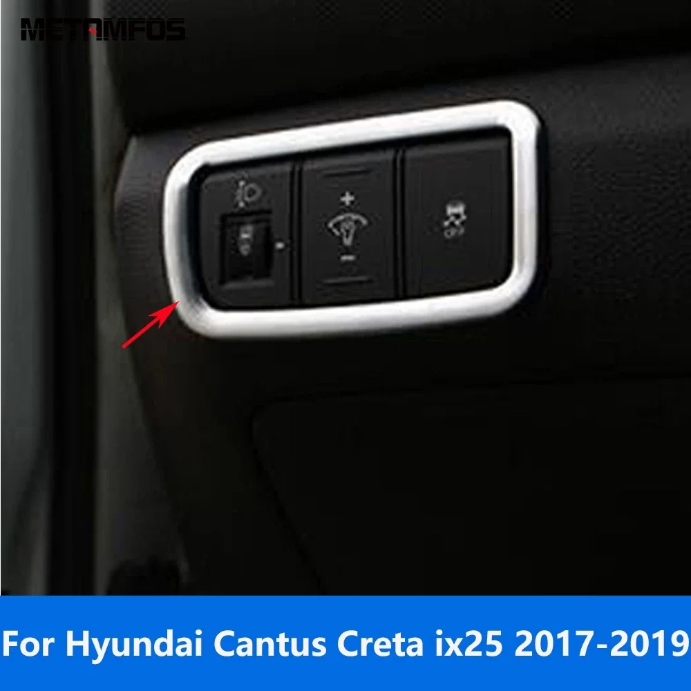 Accessories For Hyundai Cantus Creta ix25 2017 2018 2019 Interior Matte Head Light Lamp Switch Button Cover Trim Frame Sticker