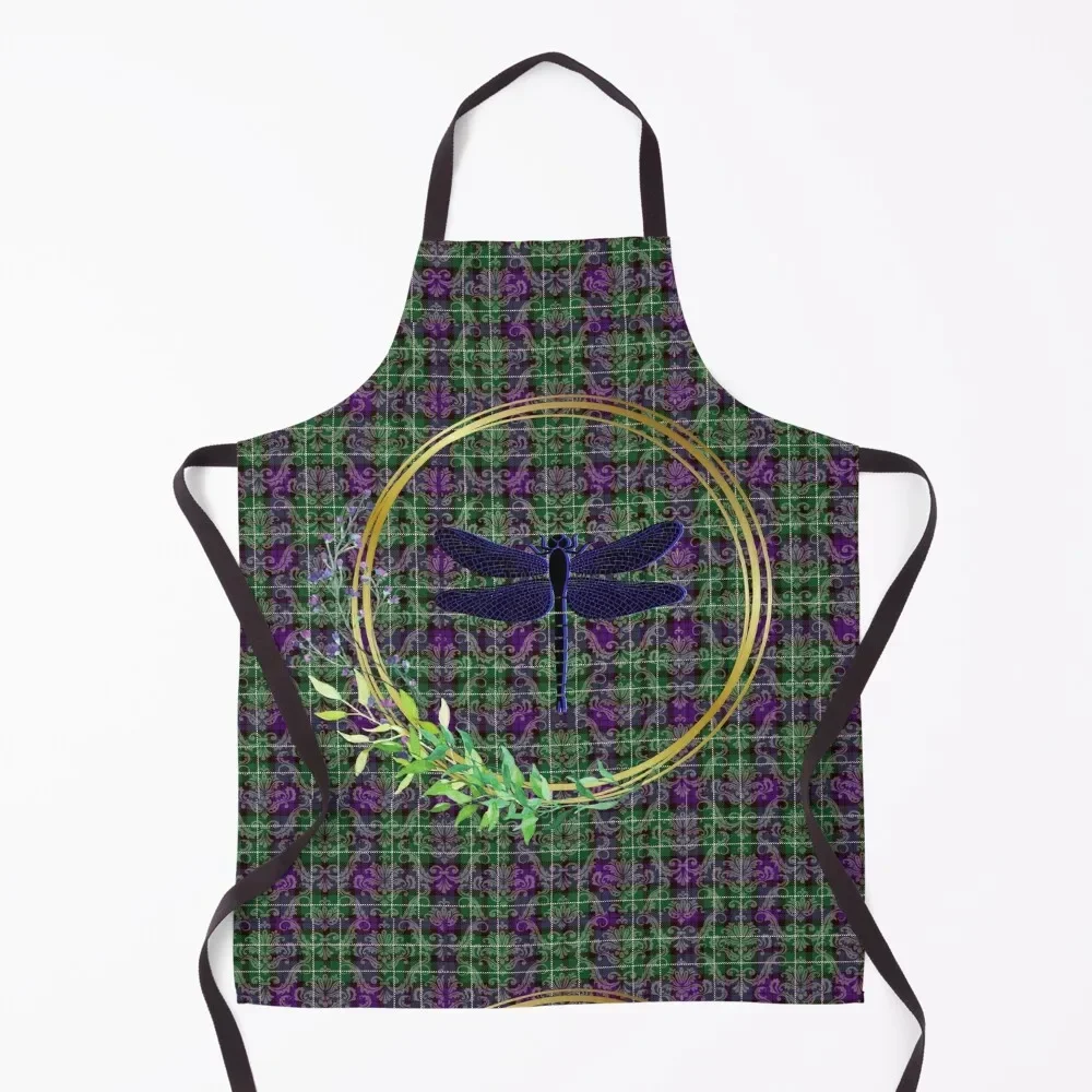 

Tartan Dragonfly Damask Apron Camping Barber painting Apron