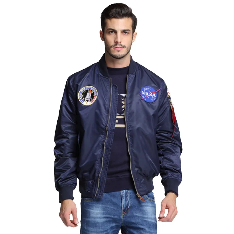 2025 New Autumn Apollo Thin 100th SPACE SHUTTLE MISSION Thin MA1 Bomber Hiphop US Air Force Pilot Flight College Jacket For Men