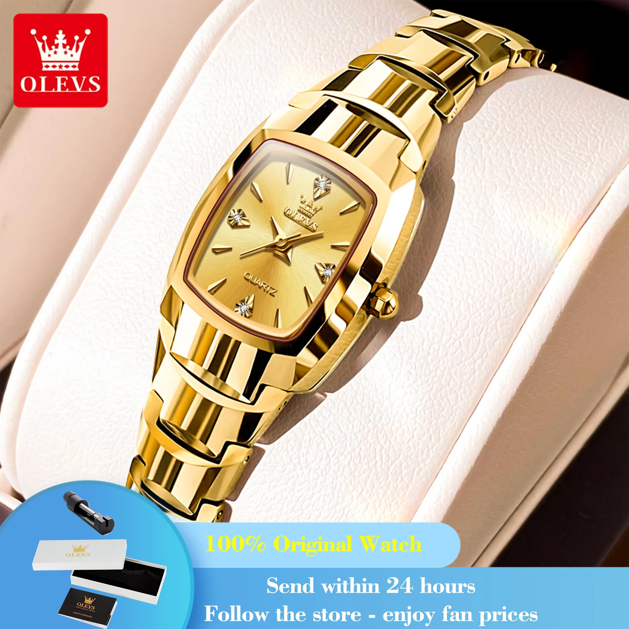 

OLEVS 7006 Watch For Women Tungsten Steel Strap Luxury Quartz Woman Watch 30M Waterproof Top Brand Original Ladies Wristwatch