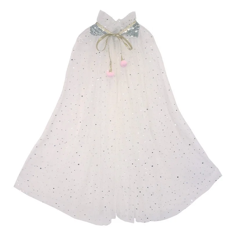 Girls Flowy Tulle Cape Dress Deluxe Princess Gown Lightweight Cloak Outfit for Birthday Banquet Stage Show Wholesale Apparel - view 4